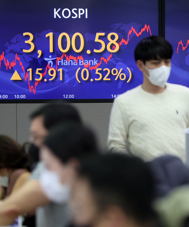 3,100선 회복한 코스피<YONHAP NO-3835>