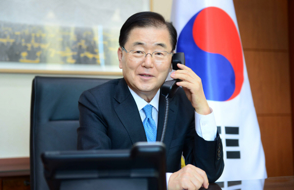토니 블링컨 미 장관과 통화하는 정의용 장관