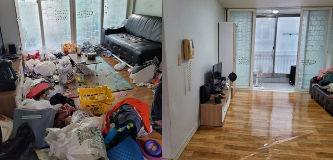 거실 청소 전과 후