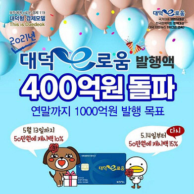 대덕e로움 발행액 400억 돌파