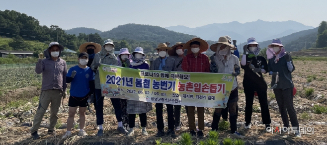 창녕군청소년수련관 마늘 수확 농촌일손돕기 참여