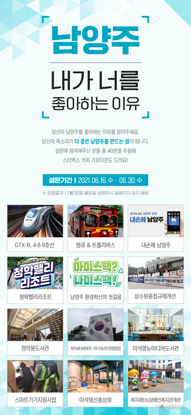 남양주시, 시책 선호도 설문 조사 이벤트 실시