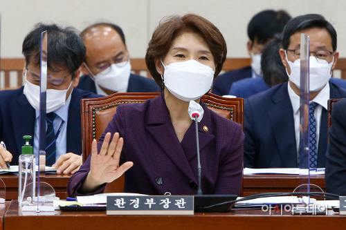 [포토] 의원들 질의에 답하는 한정애 환경부 장관