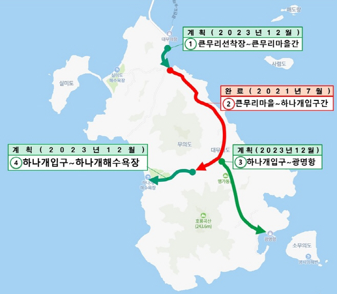 210722 관련 이미지(무의도 내 도로 개설 현황)