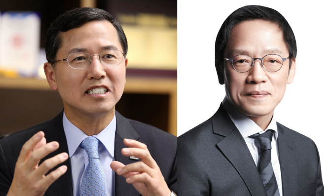 임영진 신한카드 대표와 정태영 현대카드 부회장