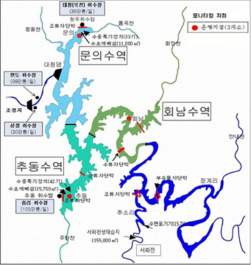 대청호 제원 및 유역도