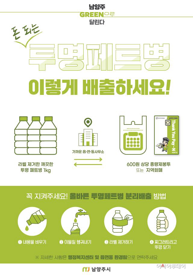 10월부터 투명 페트병 분리배출 사업 전면 시행