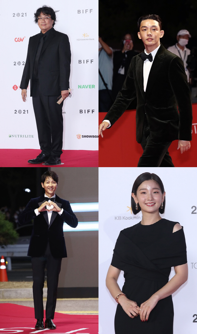 포즈 취하는 봉준호 감독<YONHAP NO-4148>