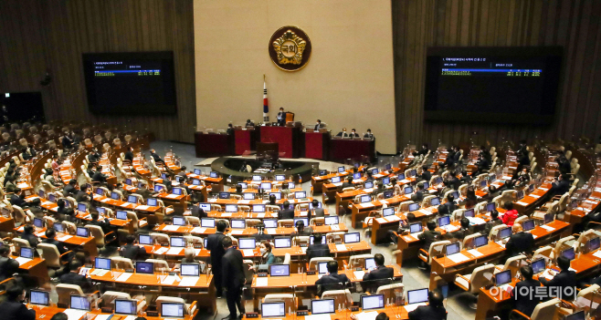 [포토] 국회 '찬성 194표, 반대 41표, 기권 17표 곽상도 의원 사직안 가결'