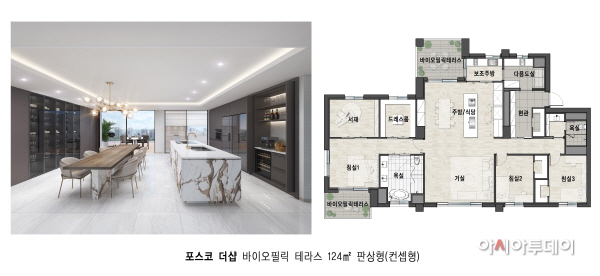 124m2 판상형 타입 내부 투시도 및 평면도