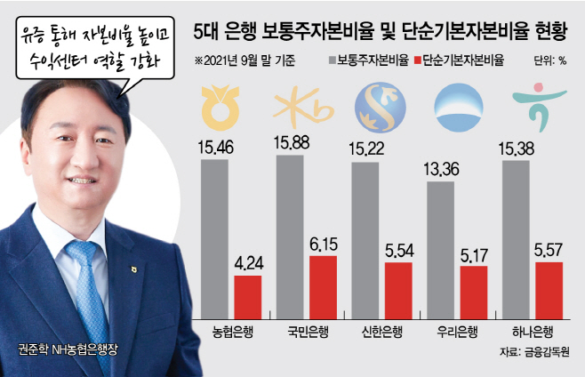 5대 은행 보통주자본비율 및 단순기본자본비율 현황