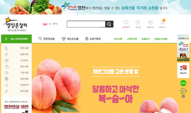 영천시 별빛촌장터 홈페이지 사진