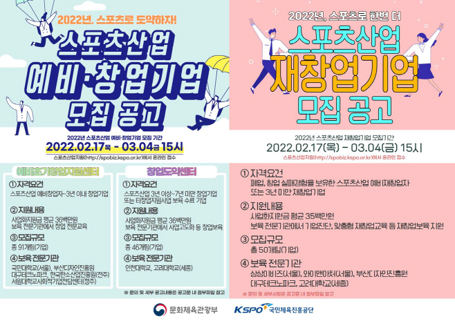 [보도사진] 스포츠기업 전문보육 지원사업 포스터