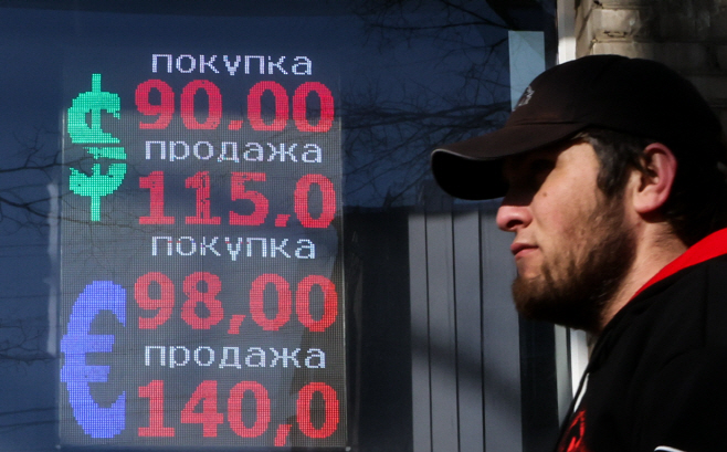 Russian rouble drops against euro and US dollar