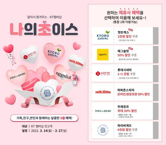 [참고이미지]KT 멤버십 '나의 초이스' 3월 혜택