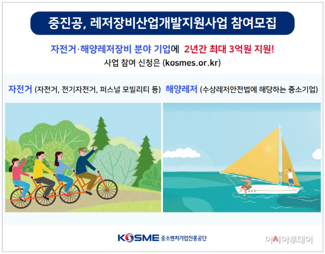 참고. 중진공, 레저장비산업개발지원사업 참여기업 모집