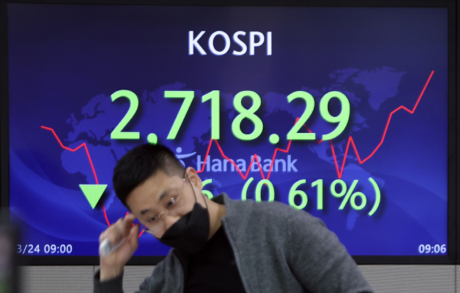 코스피 하락세로 출발<YONHAP NO-4028>