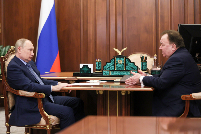 Russia President Putin meets with Republic of Ingushetia head Kalimatov