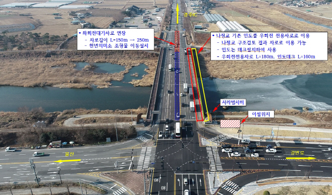 나정교 경주IC방면 우회전 전용차로 신설 계획도/제공=경주시
