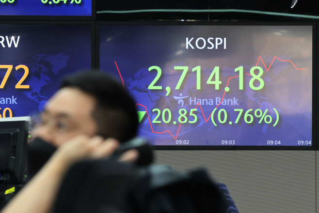 코스피 하락세<YONHAP NO-4041>