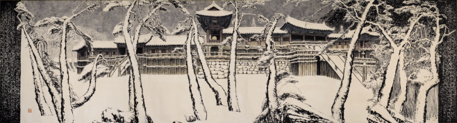 박대성, 불국설경, 1996, Ink on paper, 291.6x1084cm, 솔거미