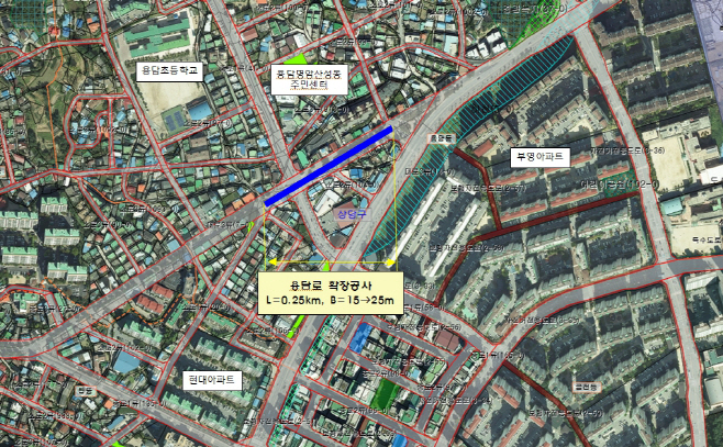 청주시 용담로 확장공사 위치도/제공=청주시