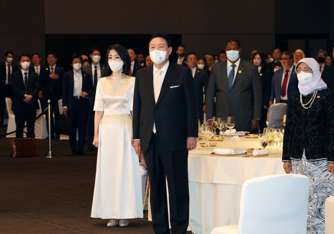 외빈 초청만찬 참석한 윤석열 대통령<YONHAP NO-6547>