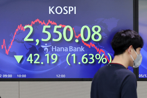 증시는 하락 중<YONHAP NO-6340>