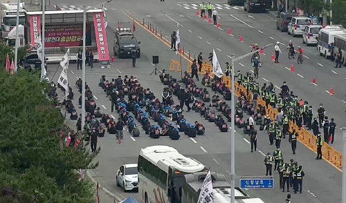 부산 신항 화물연대 집회