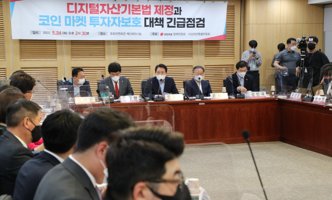 가상자산 시장 점검 당정 간담회에서 발언하는 성일종 정책위의장