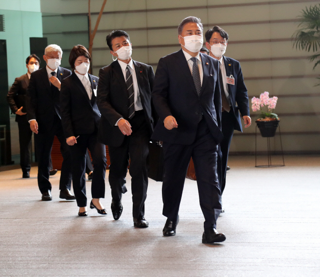 일본 총리관저 도착한 박진 외교부 장관