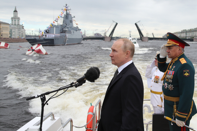 Russian President Putin takes part in Main Naval Parade in St Petersburg