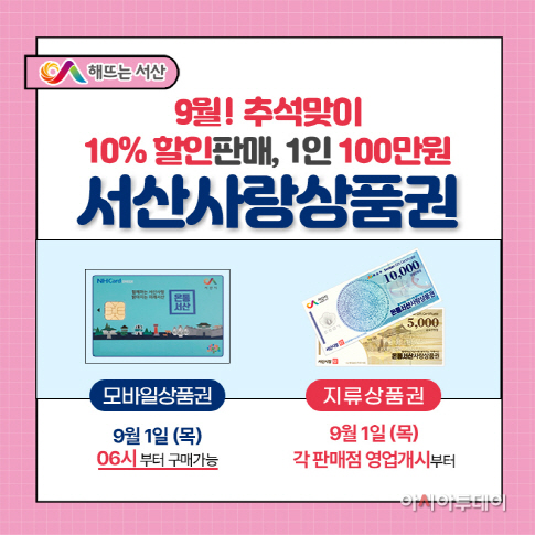 ‘서산사랑상품권’ 1인 구매 100만 원 상향