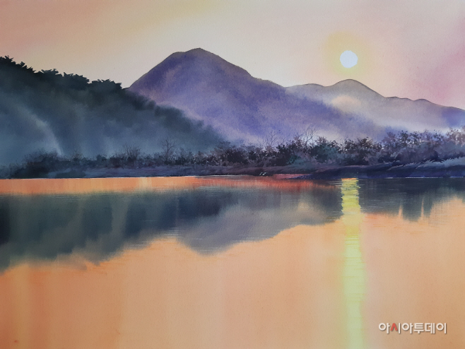 2. 낙동강 일출 (73㎝×54㎝ watercolor on paper) (1)