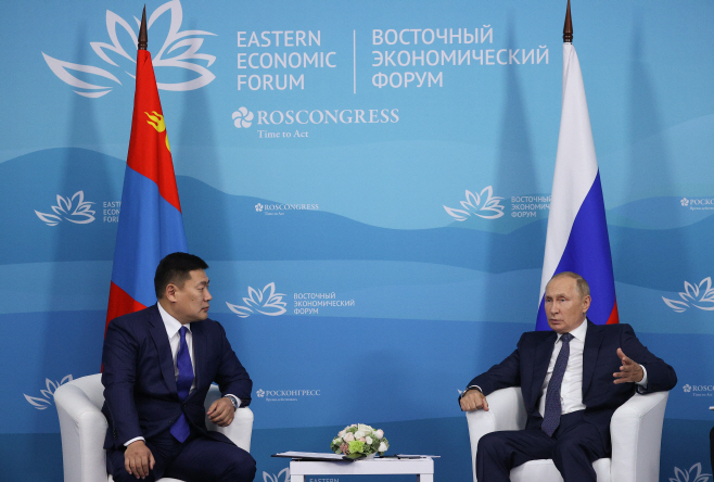 Russia's President Putin and Mongolia's PM Oyun-Erdene meet in Vladivostok