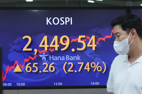 큰 폭으로 상승한 코스피<YONHAP NO-4196>