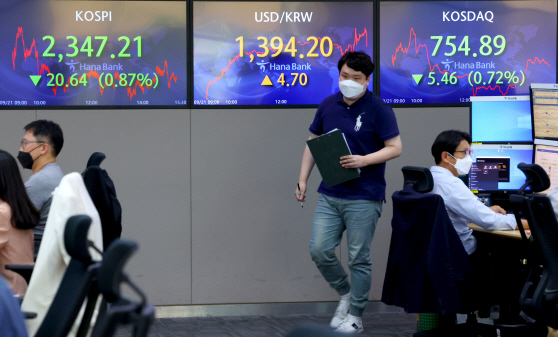 2,340대로 밀린 코스피<YONHAP NO-4882>