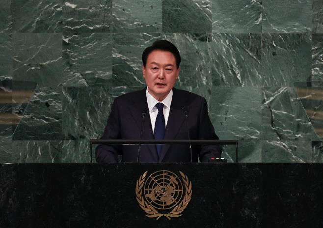 윤석열 대통령 유엔 무대 데뷔전<YONHAP NO-2821>