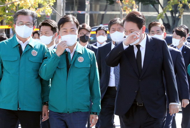 대전 현대아울렛 화재 현장 찾은 윤 대통령