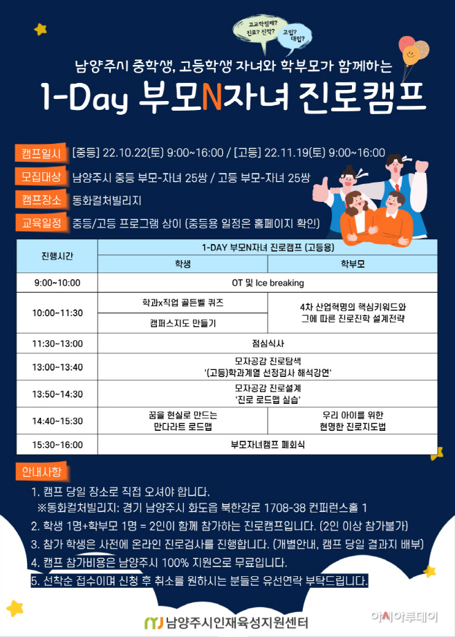 남양주시, ‘1-Day 부모N자녀 진로캠프’