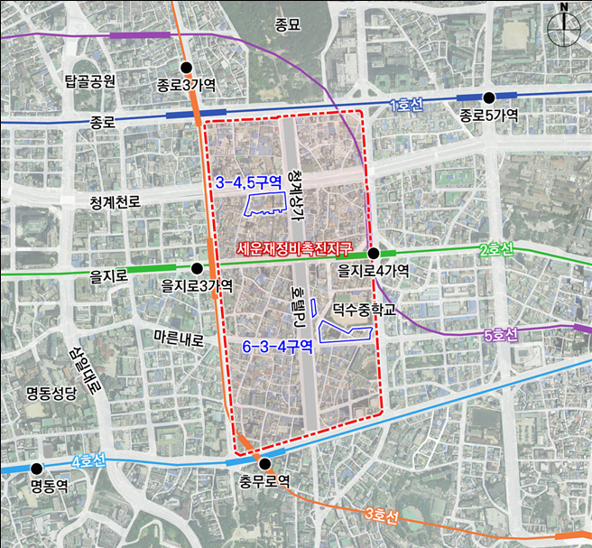 세운재정비촉진지구 위치도