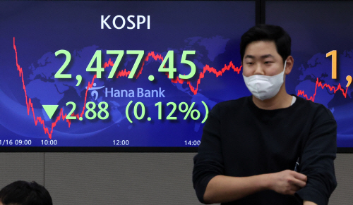 하락 마감하는 코스피ㆍ코스닥<YONHAP NO-3709>