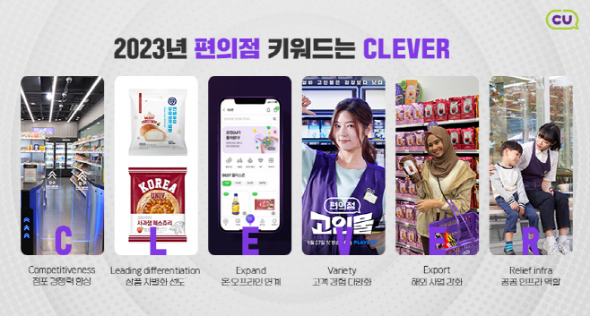 CU, 2023 편의점 키워드 CLEVER