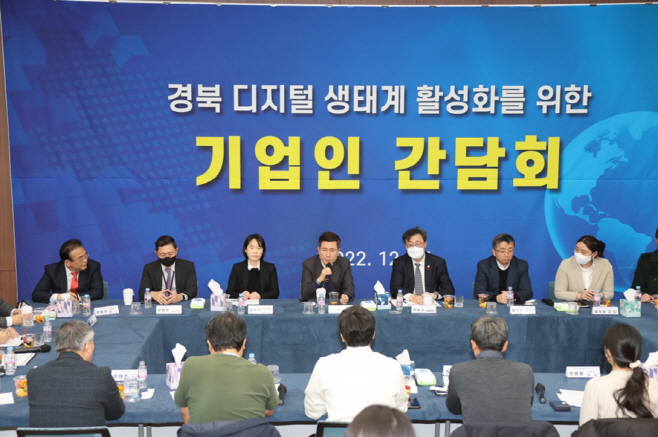 경북 디지털 기업대표들과 간담회 중인 박윤규 2차관과 이강덕