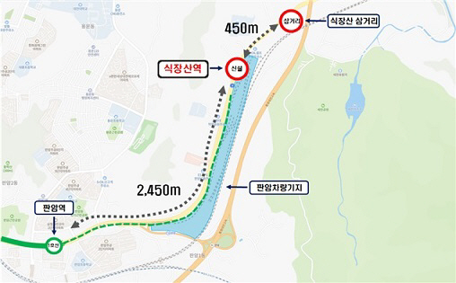 식장산역(가칭) 위치도