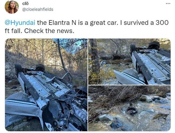 미국 협곡에 떨어진 아반떼n