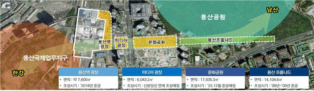 서울시 '용산 게이트웨이 조성 사업' 대상 구간 위치도