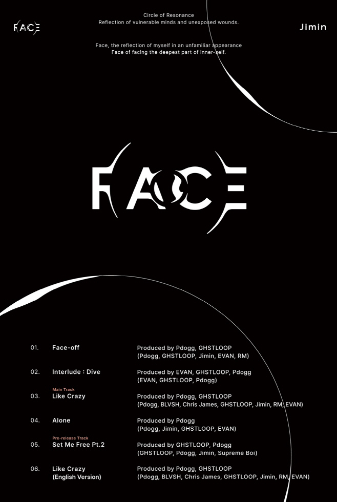 방탄소년단 지민_FACE_트랙리스트 갈무리