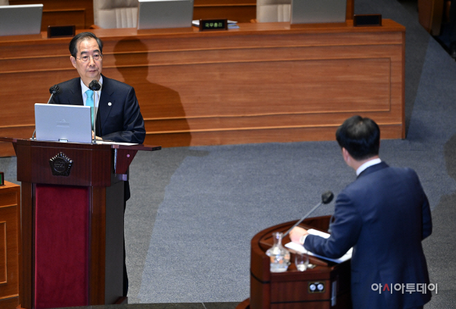 [포토] 대정부질문 답하는 한덕수 총리