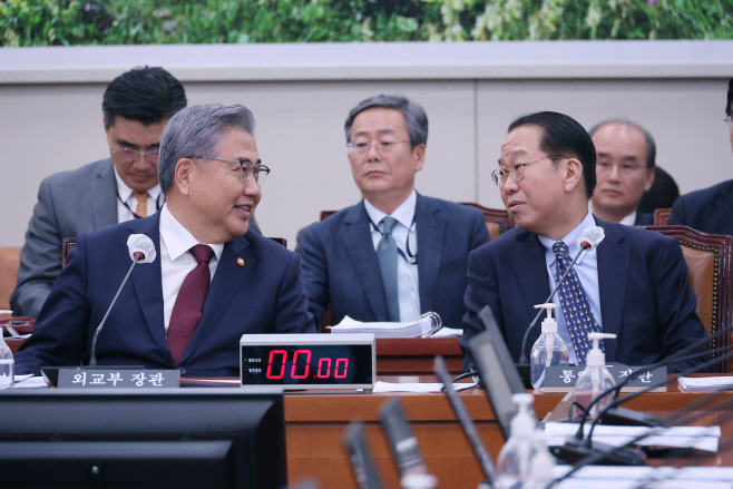 대화하는 박진-권영세